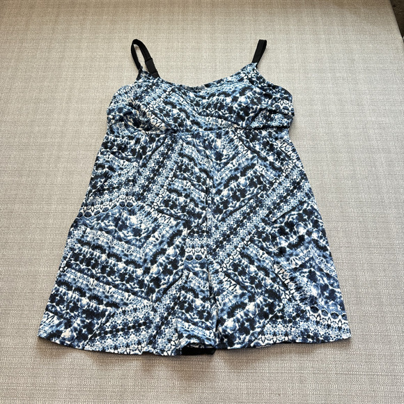 Catherines Swimsuit size 22W Blue‎ Built In Bra One Piece Skirt Pool Beach - Picture 1 of 10